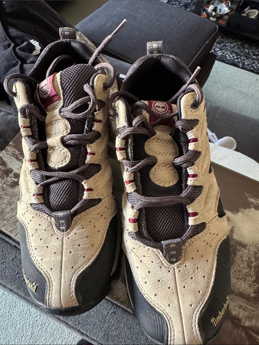 Timberland Beige, Brown and Burgundy Trail Shoes